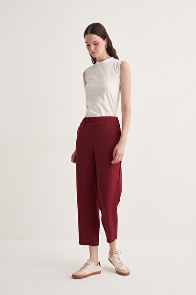 EBU Prive Women's Scuba Carrot Pants Burgundy