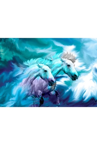 GRELYS PRINT Tablou Canvas, Cai alergand, 70 x 50 cm, Rama lemn, Multicolor