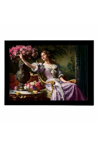 GRELYS PRINT Tablou Canvas cu rama, Doamna in rochie lila, reproducere Czachó...