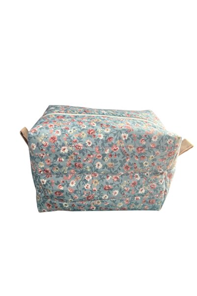 ATELIER ALEDA Geanta de machiaj / geanta cosmetica, matlasata, imprimeu floral, 20 x 15 x 15 cm