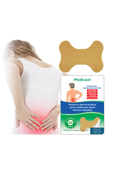 medicast Plasture lombar încălzitor – calmare dureri de spate, mușchi și șale, efect 12 ore
