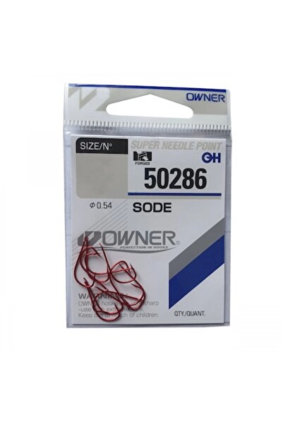 Mimteam Owner 50286 Sode Hooks, Paddle Eye, Size 14, Red, 11 Pieces