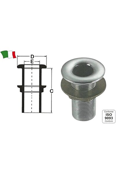 GFN Water Drain Outlet, Brass, 1 1/4 inch Thread, Diameter 32.5 mm