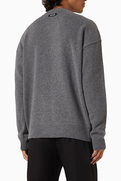 MSGM Boya Sıçrama Baskılı Örgü Kazak, Çok Renkli, Yuvarlak Yaka ve Yivli Süslemeli