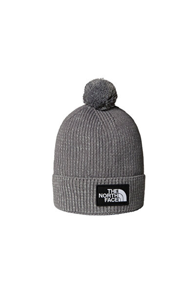 THE NORTH FACE Tnf Logo Box Pom Beanie Hat Nf0A8Chfdyy1 Gray
