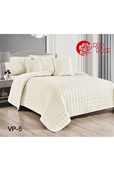 Red Rose Plain velvet winter compressed bedspread, 4 pieces, size 160 x 220 cm