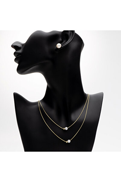 ElectraStore Double Gold Necklace With Pearls