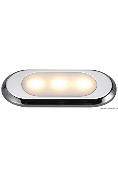 OSCULATI Lumină frontală de curtoazie Oculus, albastră, 80x37x5 mm, neîncastrată, inel din oțel inoxidabil