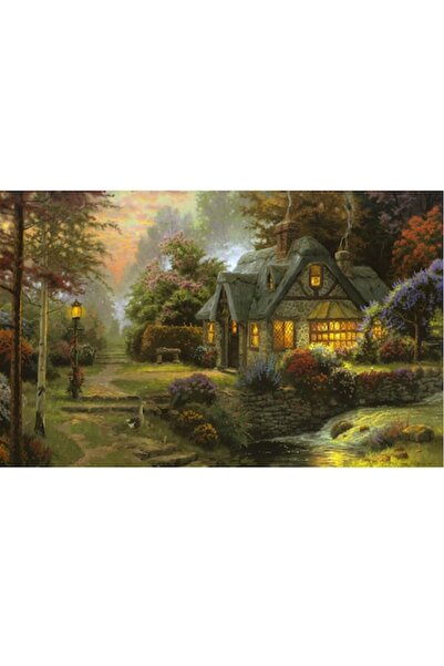 GRELYS PRINT Tablou Canvas, Cabana ideala 12, Peisaj, Munte, Padure, Lac, 80 ...