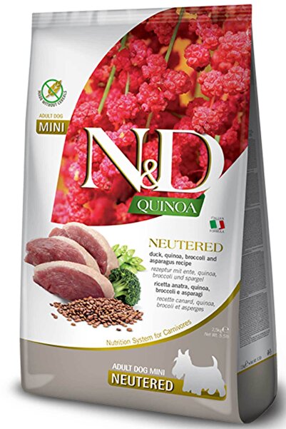 N&D ND Quinoa Tahılsız Ördek Eti Brokoli ve Kuşkonmazlı Mini Irk Kısırlaştırılmış Köpek Maması 2,5kg