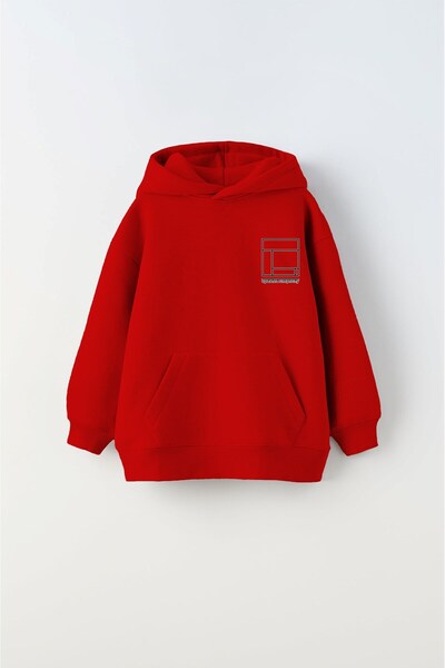 The Champ Clothing Children's Oversize Hoodie Sweatshirt Updated Simplicity Printed Red – Hooded, 3 Thread Fleece