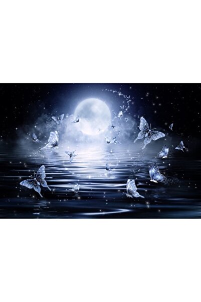 GRELYS PRINT Tablou Canvas, Abstract, Fluturi, Luna plina, 90 x 60 cm, Multic...