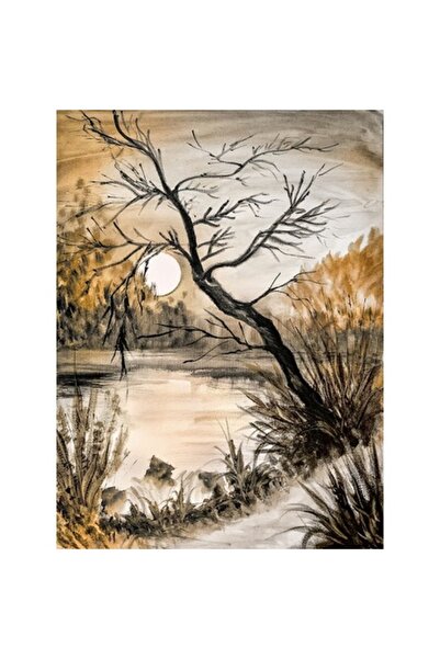 GRELYS PRINT Tablou Canvas, Luna, 80 x 60 cm, Rama lemn, Multicolor