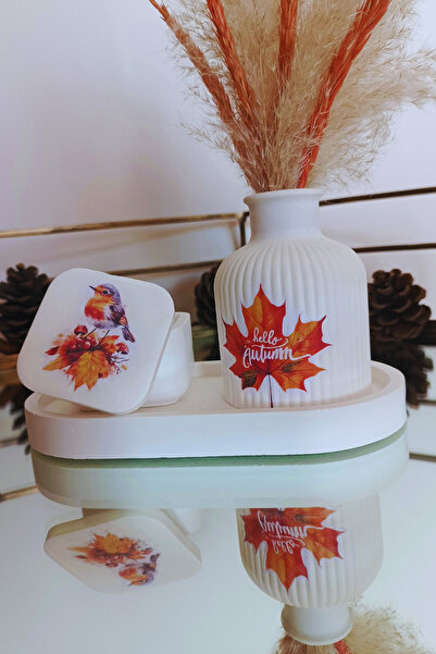FourClovers Season Spirit 3-Piece Decorative Set – Flower Pot, Jewelry Box and Plate (Flowers in the Vase Are Not Included in the Price)