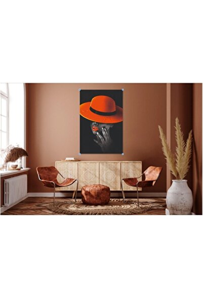 GRELYS PRINT Canvas Painting, Woman with Hat, 100x70 cm, Wooden Frame, Multicolor