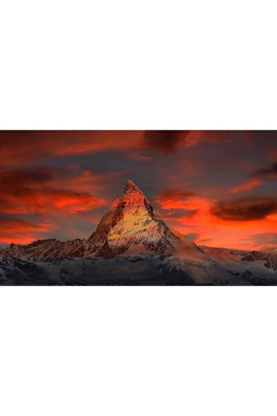 GRELYS PRINT Tablou Canvas, Elvetia, Munte, Apus de Soare, 90 x 50 cm, Multic...
