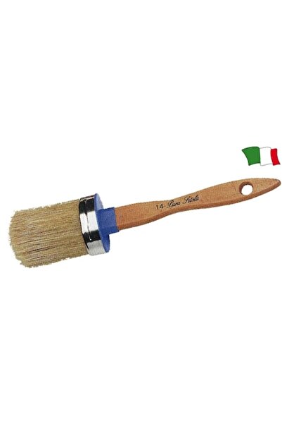 GFN Oval Wooden Brush for Painting and Varnishing with Solvents, White Bristles, 40x37mm, 57mm