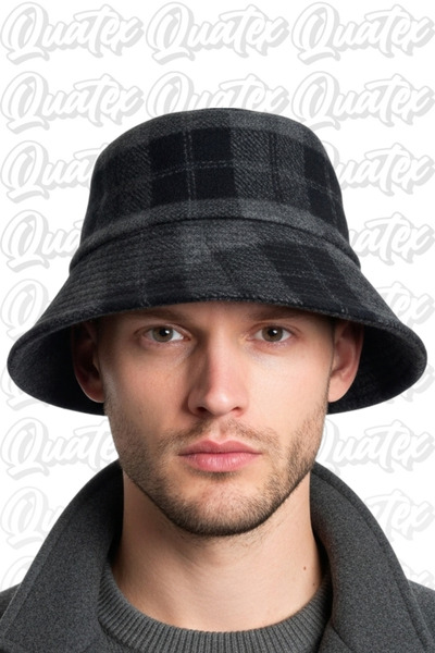 QUATEX Cashmere Fabric Bucket Hat - 100% Cashmere Fabric Unisex Model