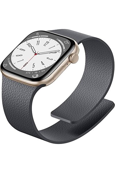 Alstrap Apple Watch 11-10 46mm 9 8 7 45mm Se 6 5 4 44 Ultra 49mm Compatible Magnetic Silicone Leather Textured Band