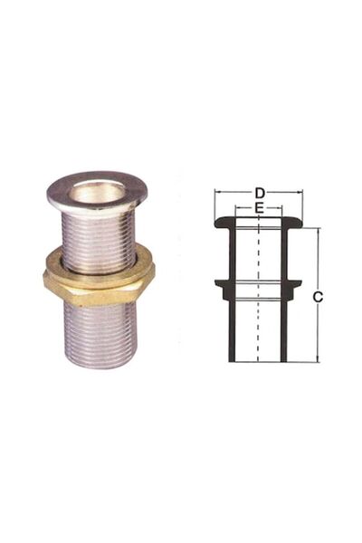 GFN Evacuare din alamă, filet de 1 inch, diametru exterior 25,7 mm