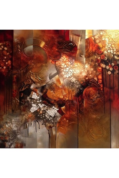 GRELYS PRINT Tablou Canvas, Abstract, Culori de toamna, 70 x 70 cm, Rama lemn...