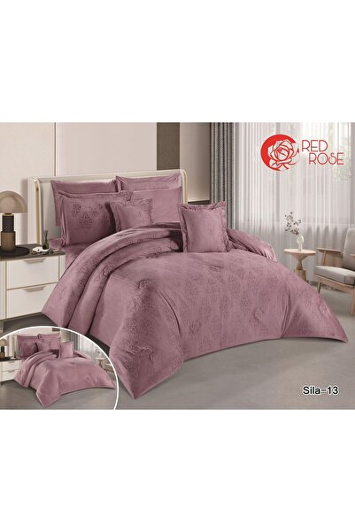 Red Rose Winter comforter set, velvet, with soft fur, 5-piece comforter set