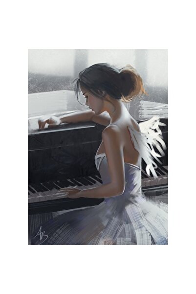 GRELYS PRINT Pictură pe pânză, Înger, 50 x 70 cm, Ramă din lemn, Multicolor