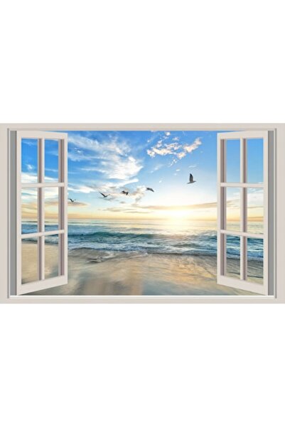 GRELYS PRINT Pictură pe pânză, Peisaj, Mare, Plajă, Pescăruși, Valuri, Fereas...