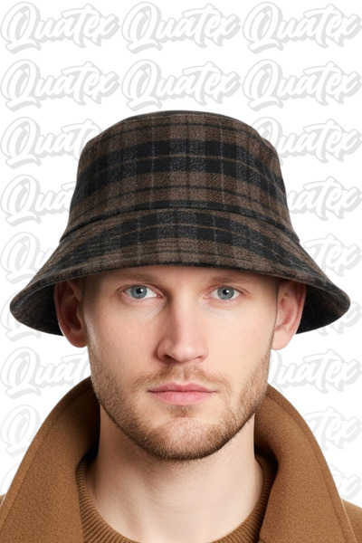 QUATEX Cashmere Fabric Bucket Hat - 100% Cashmere Fabric Unisex Model
