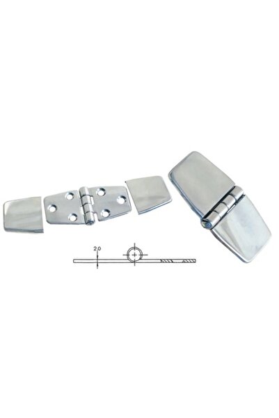 GFN Stainless Steel Hinge AISI 316 with Caps, 78 mm, Pin 9 mm, Hole Ø 5 mm