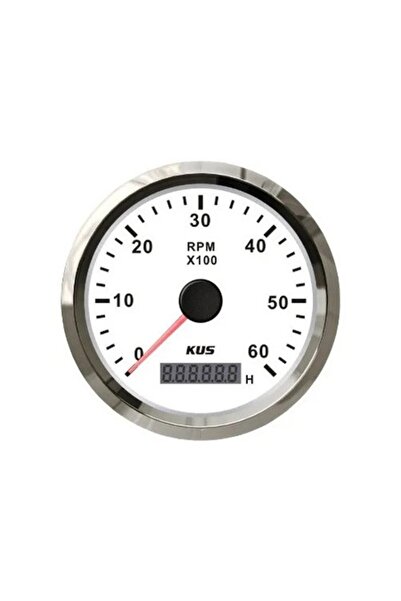 GFN KUS Tachometer Gauge, White, 0-6000 RPM, 85mm, Red/Yellow Illumination