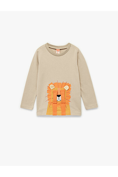 Koton Μπλουζάκι από βαμβακερό μακρυμάνικο μπλουζάκι με στάμπα Lion