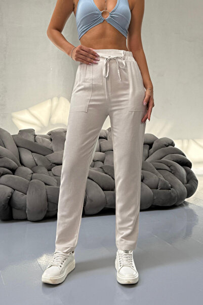 BİKELİFE Women's High Waist Linen Carrot Pants