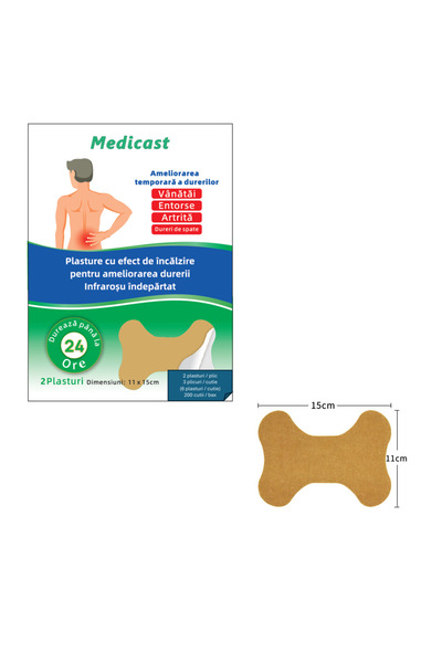 medicast Plasture lombar încălzitor – calmare dureri de spate, mușchi și șale, efect 12 ore