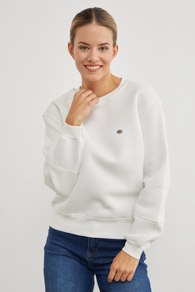 Fulla Moda Φούτερ με λεπτομέρεια από μεταλλικό αξεσουάρ με 3 κλωστές