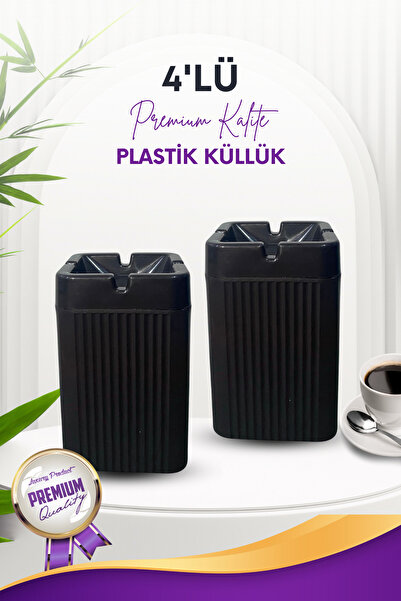 grimorlife 4 Pieces Square Black Striped Decorative Plastic Odorless Fireproof Ashtray Ash Tray