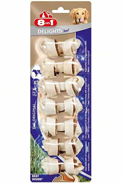 8in1 Delights Bones Köpekler için Biftekli Ödül Kemiği (XS) 7 Adet Luxury