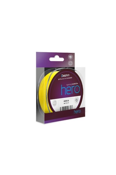 DELPHİN Fir de pescuit împletit HERO 8, 0,25 mm, 19,1 kg, 15 m, Galben fluorescent