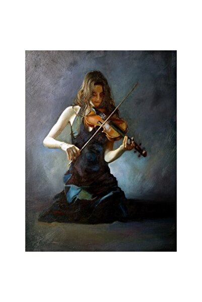 GRELYS PRINT Tablou Canvas, Violonista, 60 x 80 cm, Rama lemn, Multicolor