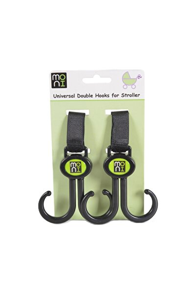 Moni Set 2 carlige duble Hooks pentru orice tip de carucior, prindere velcro, rotire 360 grade