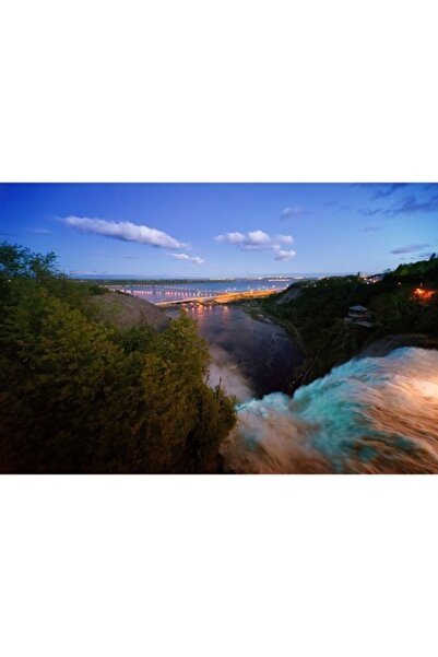 GRELYS PRINT Pictură pe pânză, Cascadă, Lumini, 90 x 60 cm, Ramă din lemn, Mu...