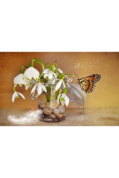 GRELYS PRINT Pictură pe pânză, ghiocei, 80 x 50 cm, ramă din lemn, multicolor