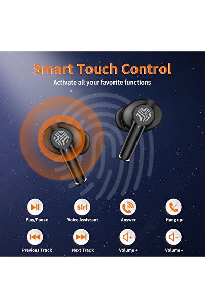 Elite Bluetooth 5.3 Earbuds, Sound, Deep Bass, Touch Control, Built-in Microphone, IP7 Waterproof, L