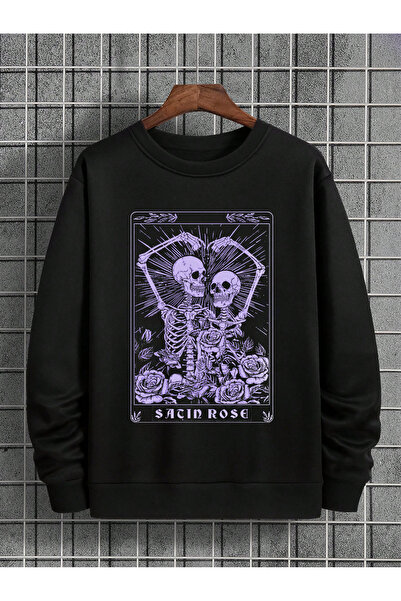 MOVİMENT Tricou negru cu mânecă lungă, cu guler rotund inimi care simbolizeaz...