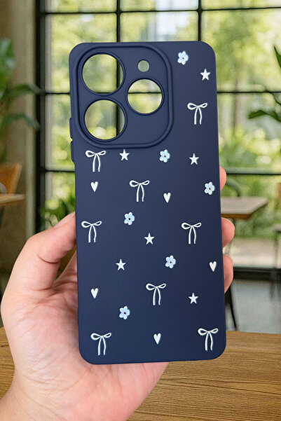 Vip Case Tecno Spark 10 Pro Compatible Mini Bow Patterned Silicone Shock-Absorbing Classic Protective Rubber Case 277