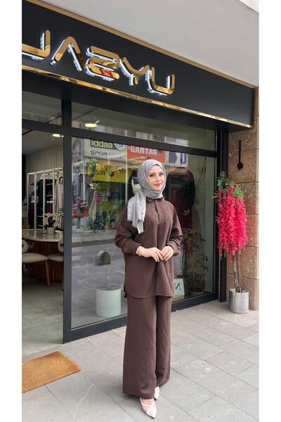 Nuss 1021 Self-Stripe Pants Suit Brown