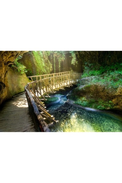 GRELYS PRINT Tablou Canvas, Pod de lemn, Pestera, Culori, 90 x 60 cm, Rama le...