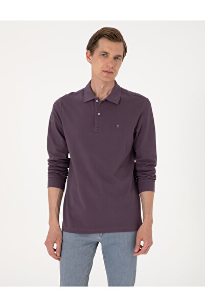 Pierre Cardin Mor Slim Fit Kıvrılmaz Polo Yaka Basic Pike Sweatshirt 50314048-VR038