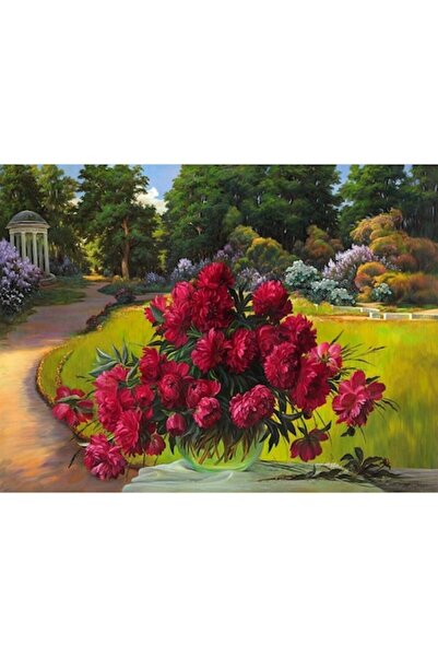 GRELYS PRINT Pictură pe pânză, Vază cu flori, Bujori, 60 x 45 cm, Ramă din le...