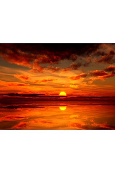 GRELYS PRINT Tablou Canvas, Apus de soare, Reflexie, 80 x 60 cm, Rama lemn, M...